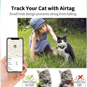 NEW! BUNDLE Two Cat Collars Leather AirTags Reflective Bell ID Pink Black 8”-14”